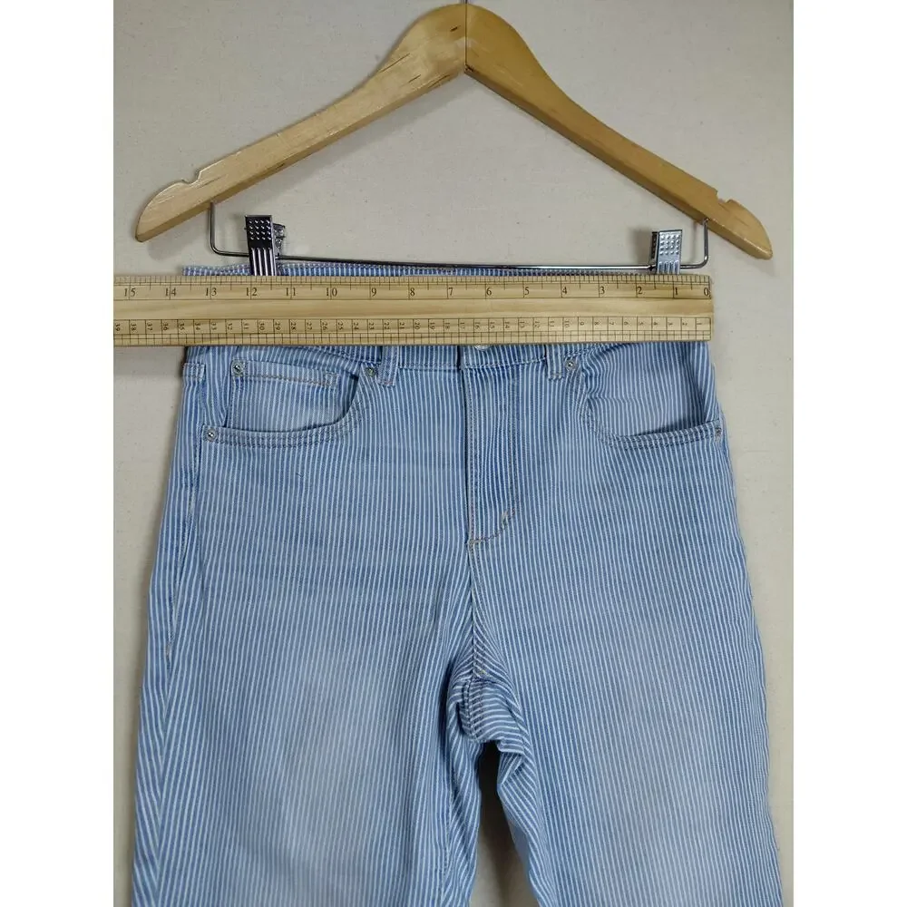 Garage Cotton Blend Blue Striped Skinny Stretch Jeans Women Size 7